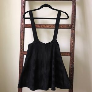 Pinstripe skirt with suspenders